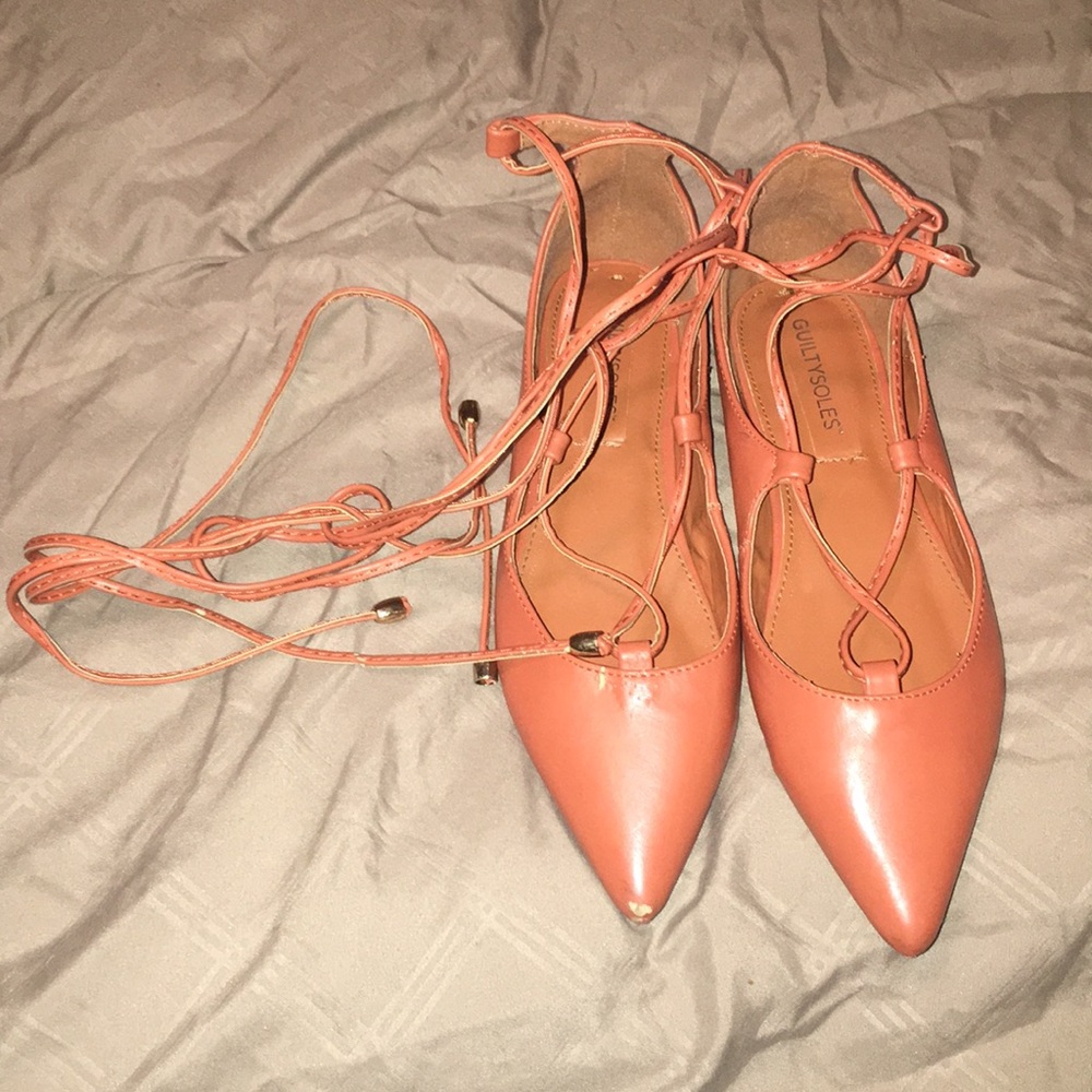 Orange strappy shoes